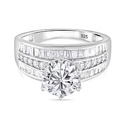 Moissanite Bridal Ring in Sterling Silver 3.15 Ct.