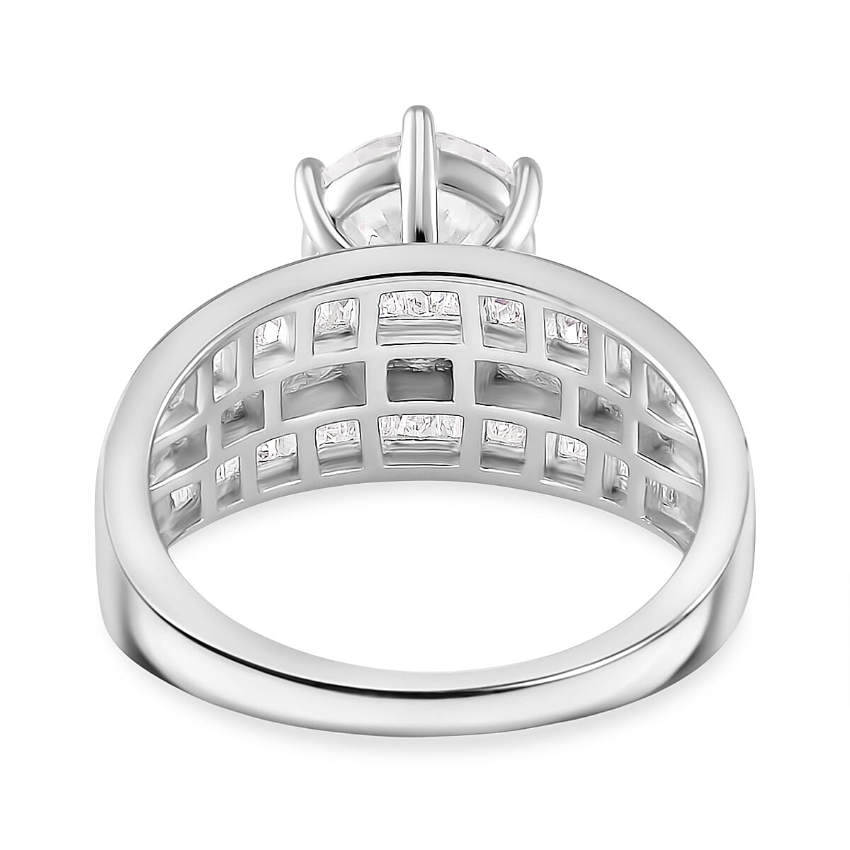 Moissanite Bridal Ring in Sterling Silver 3.15 Ct.