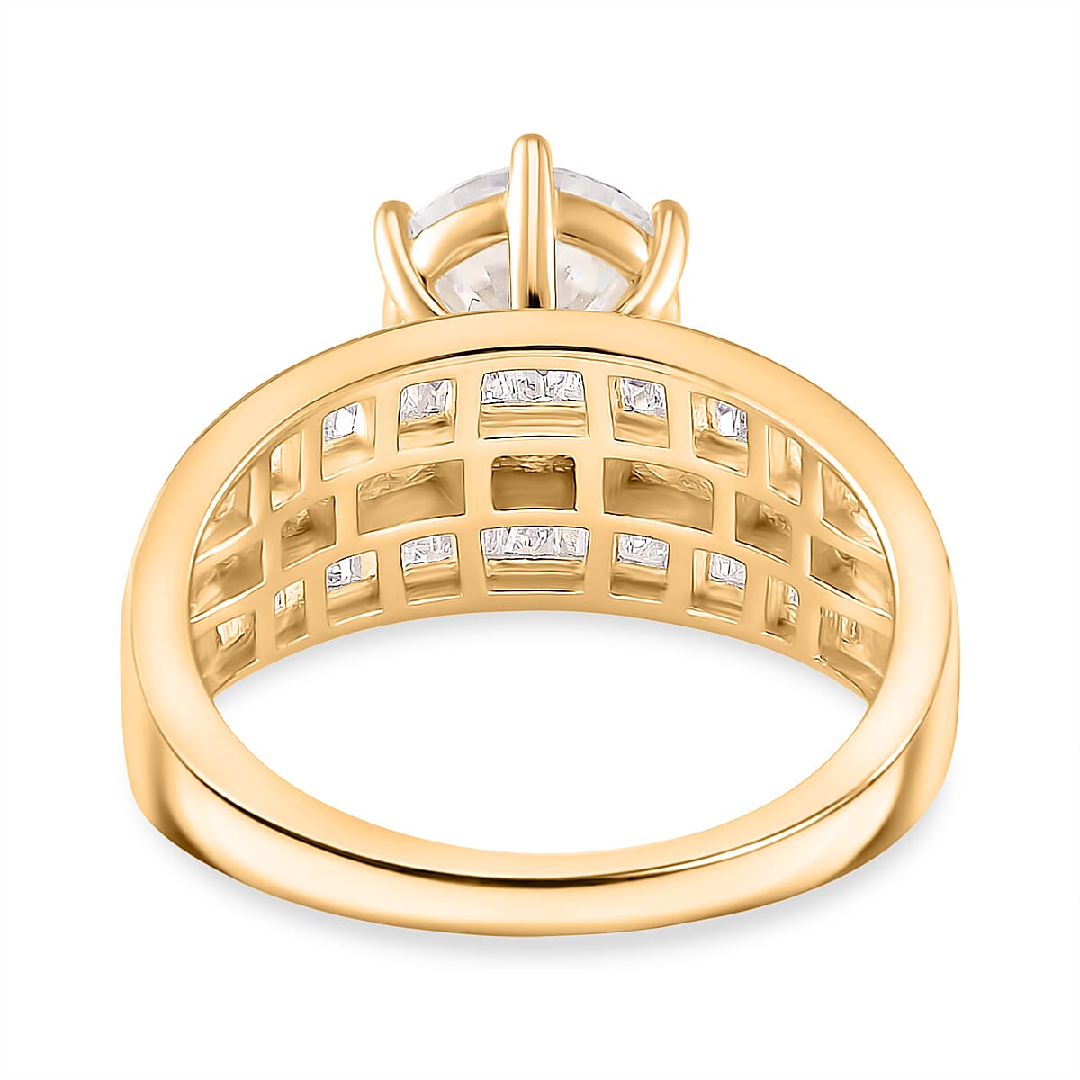 Moissanite Ring in 18K Vermeil Yellow Gold Plated Sterling Silver 3.15 Ct