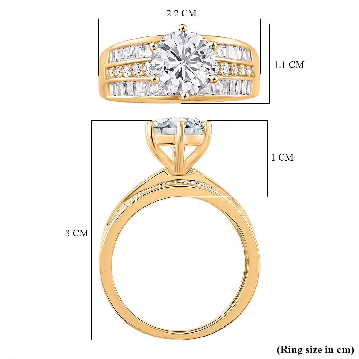 Moissanite Bridal Ring in Sterling Silver 3.15 Ct.