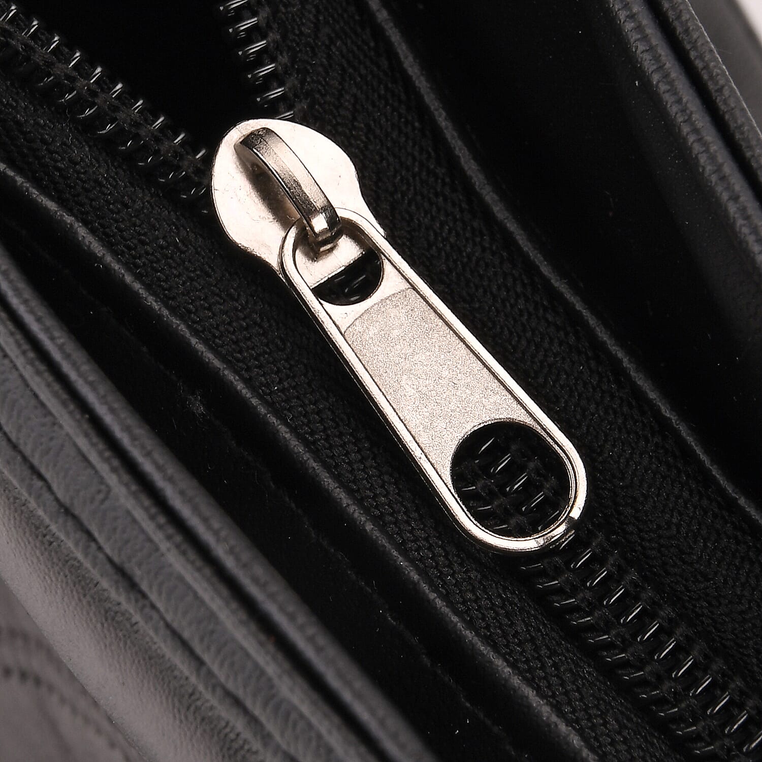 Patchwork Genuine Leather Crossbody Bag - Black