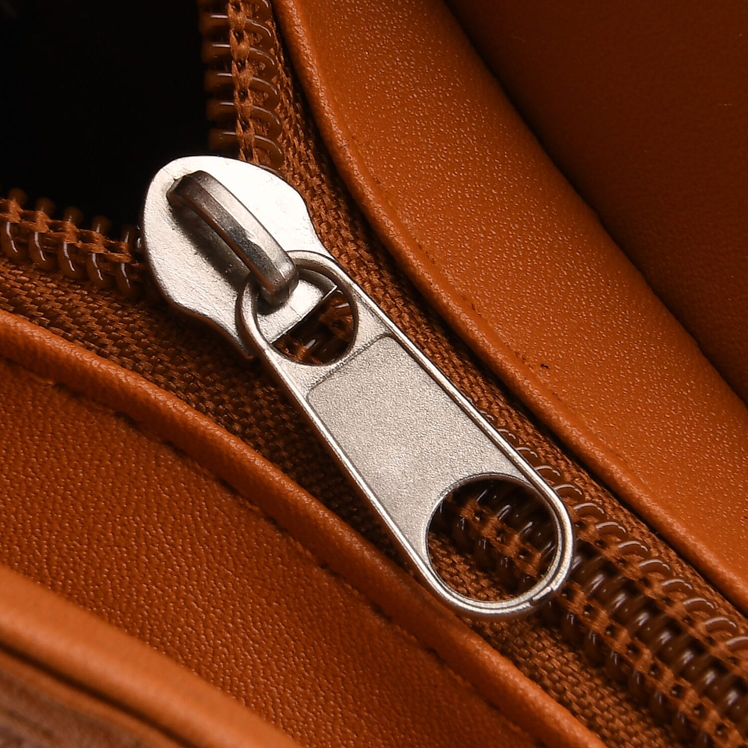 Patchwork Genuine Leather Crossbody Bag - Tan