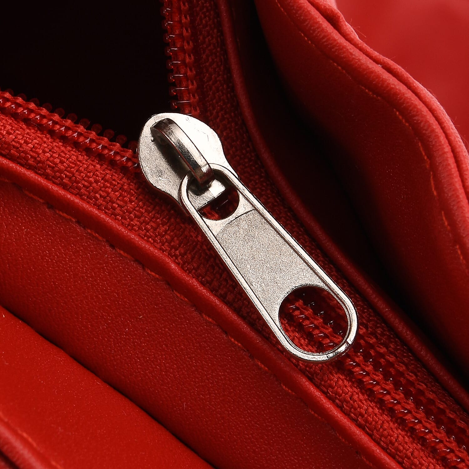 Patchwork Genuine Leather Crossbody Bag - Red