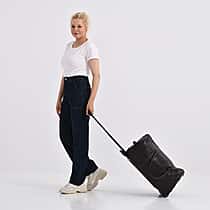 Patchwork Leather Travel Bag with Trolley - Brown