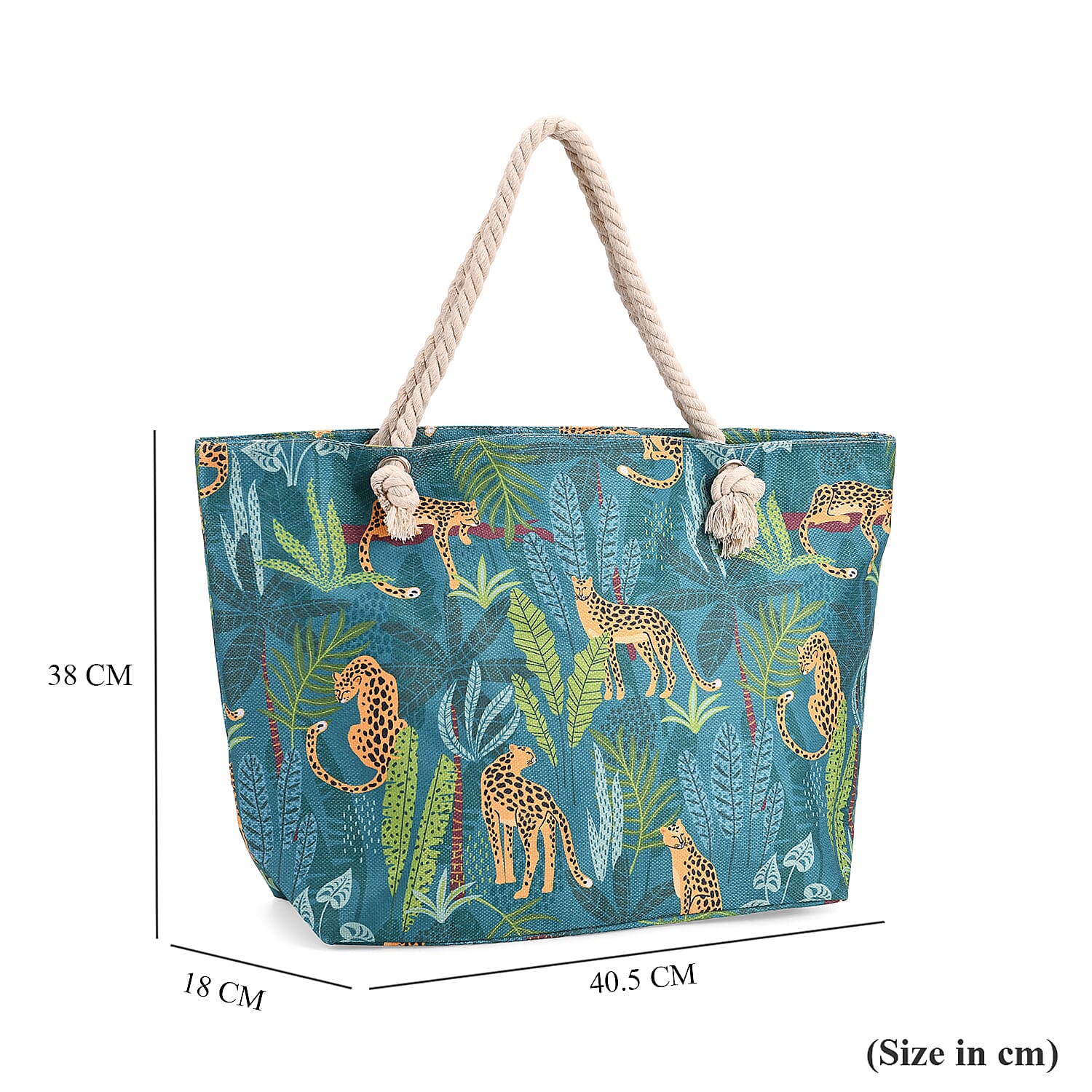 Tropical Jungle Design Tote Bag with Rope Handles - Green Tropical Jungle Design Tote Bag with Rope Handles - Green