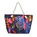 Half Round Fan Pattern Beach Tote Bag with Rope Handles - Multicolor