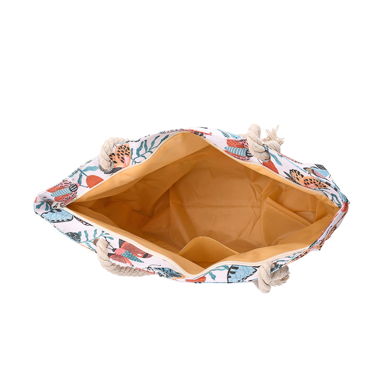 Butterfly Pattern Tote Bag with Rope Handles - Multicolor
