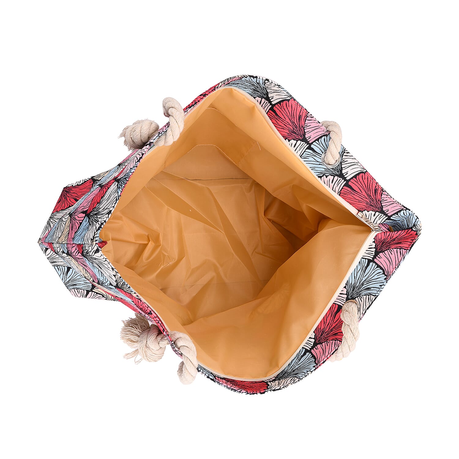 Half Round Fan Pattern Beach Tote Bag with Rope Handles - Multicolor Half Round Fan Pattern Beach Tote Bag with Rope Handles - Multicolor