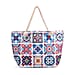 Half Round Fan Pattern Beach Tote Bag with Rope Handles - Multicolor