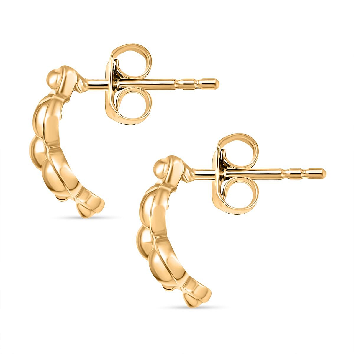 Yellow Gold Plated Sterling Silver Stud Push Back Earrings