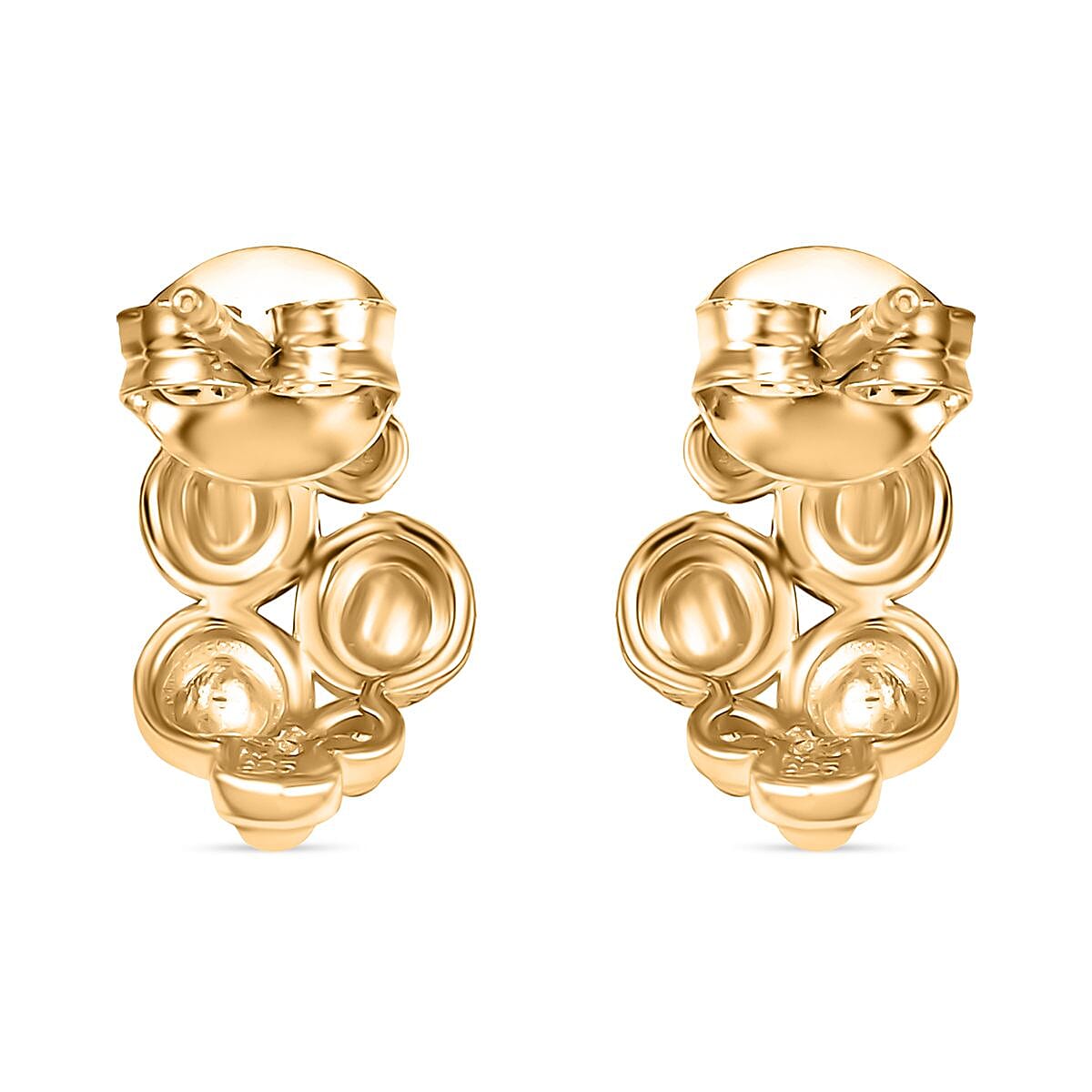 Yellow Gold Plated Sterling Silver Stud Push Back Earrings