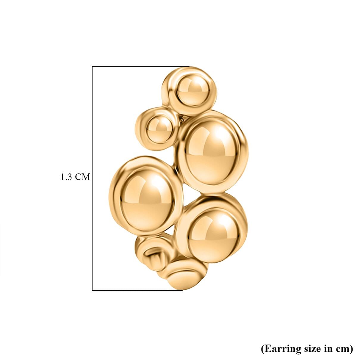 Yellow Gold Plated Sterling Silver Stud Push Back Earrings