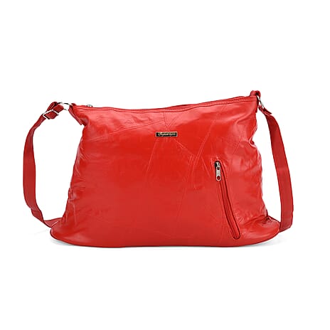 THE SALLY SPECIAL PRICE DEAL - - Styled By 100% Genuine Leather Large Crossbody Bag - Red