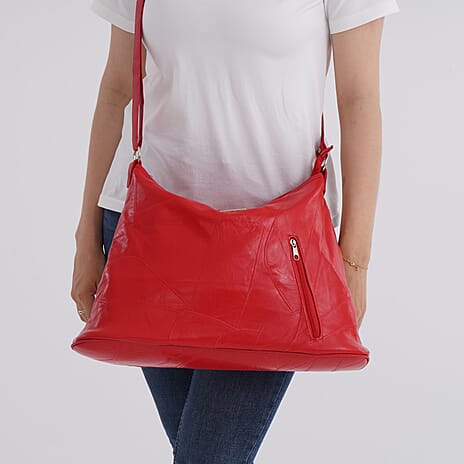 THE SALLY SPECIAL PRICE DEAL - - Styled By 100% Genuine Leather Large Crossbody Bag - Red