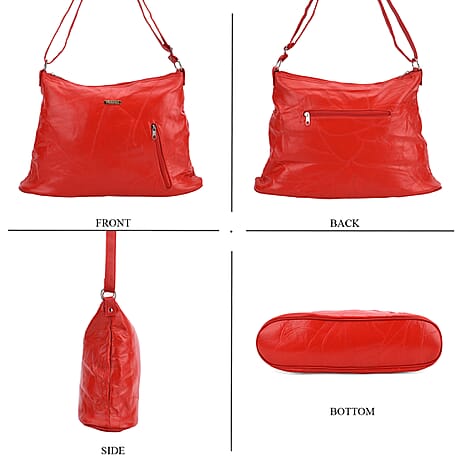 THE SALLY SPECIAL PRICE DEAL - - Styled By 100% Genuine Leather Large Crossbody Bag - Red