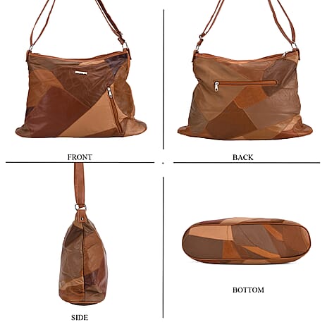 THE HEADLINER- Styled by - 100% Genuine Leather LARGE Crossbody Bag - Camel