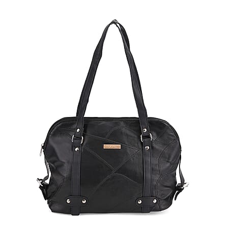 Styled By - Designer Inspired 100% Genuine Leather Tote Bag - Black