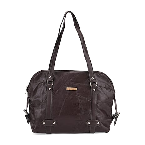 Styled By - Designer Inspired 100% Genuine Leather Tote Bag - Brown