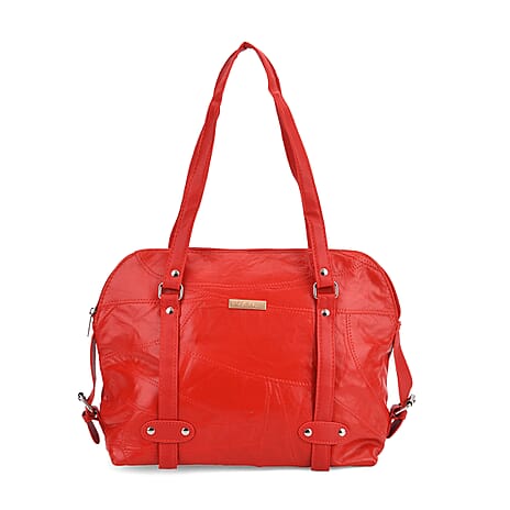 Styled By - Designer Inspired 100% Genuine Leather Tote Bag - Red