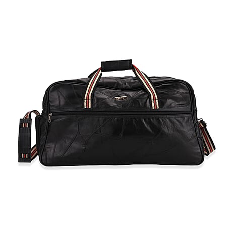 Styled By - Designer Inspired 100% Genuine Leather Travel Duffle Bag - Black