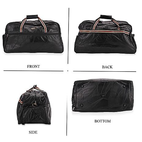 Styled By - Designer Inspired 100% Genuine Leather Travel Duffle Bag - Black