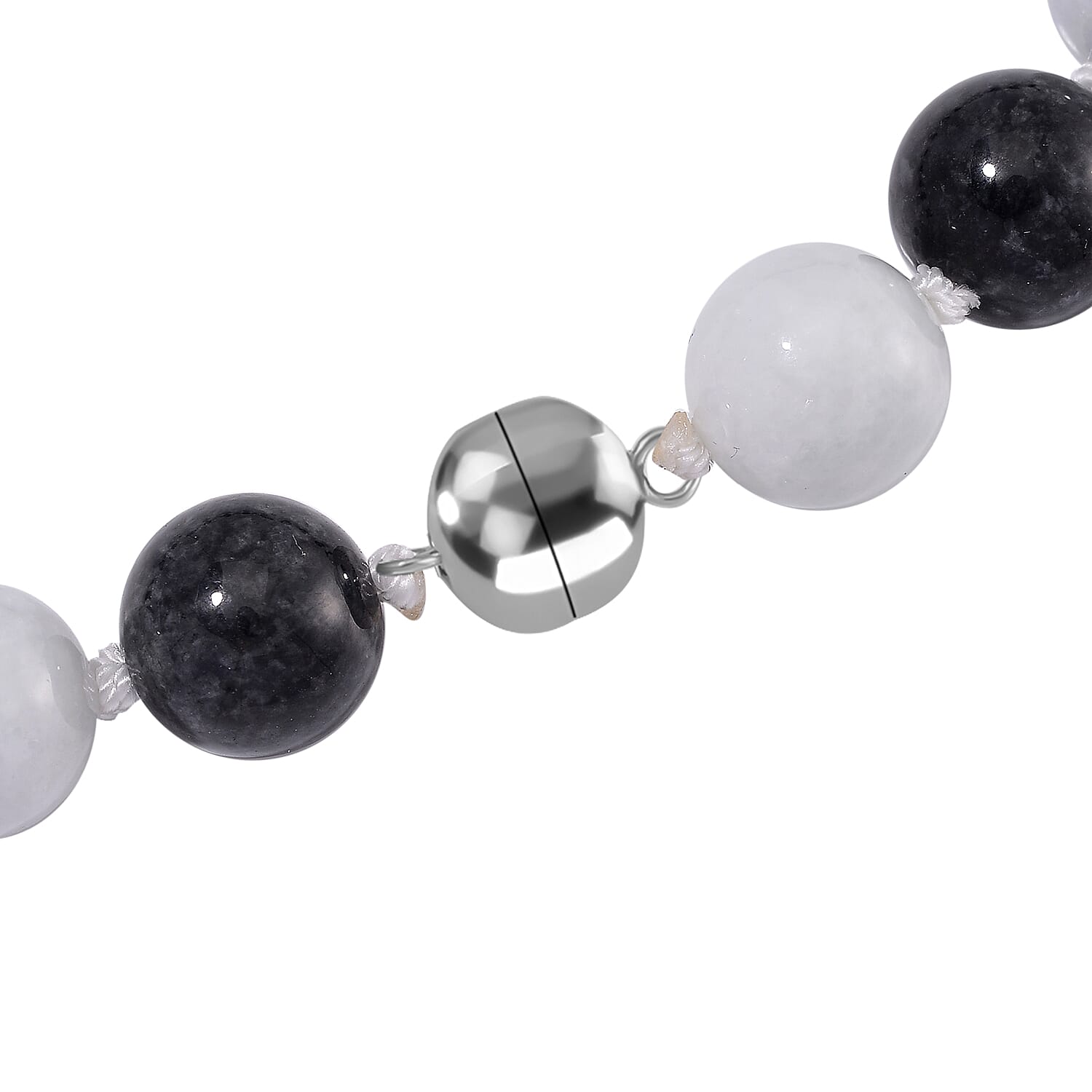 The Ultimate Monochrome Chic - Natural Type A White Jade & Black Jade Necklace (Size - 20) with Magnetic Clasp in Rhodium Overlay Sterling Silver 720.00 Ct. The Ultimate Monochrome Chic - Natural Type A White Jade & Black Jade Necklace (Size - 20) with Magnetic Clasp in Rhodium Overlay Sterling Silver 720.00 Ct.