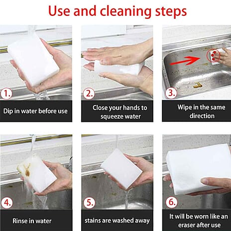 Bliss and Beyond Set of 100 Magic Foam Sponge (Size 10x6x2cm) - White