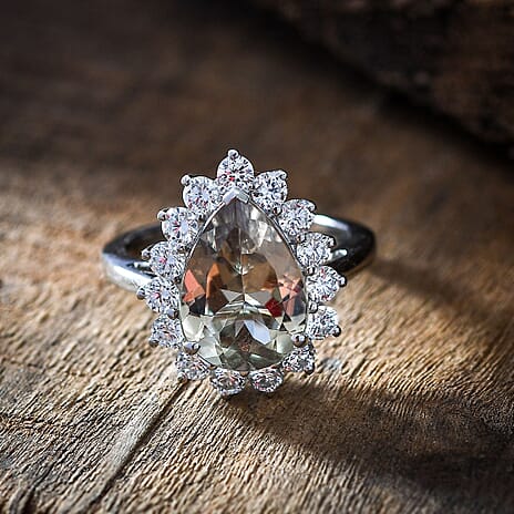 Luxuriant Diamond 950 Platinum AAA Turkizite (4.06Ct.) and VS-E-F Lab Grown Diamond (1.01 Ct) Solitaire Ring 5.08 Ct, Platinum Wt. 5.85 Gms.