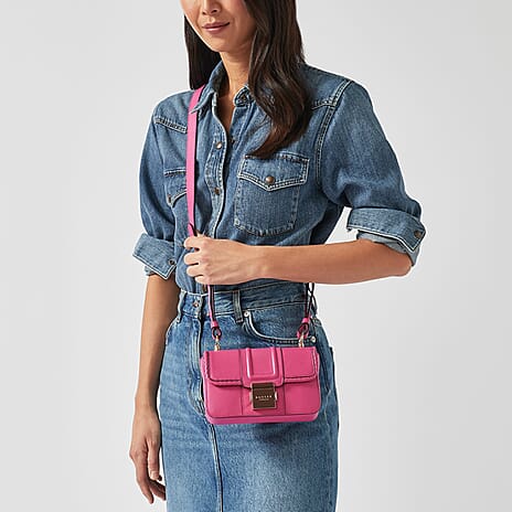 Radley London Showcase - Hanley Close - Genuine Leather Weave Mini Flapover CrossBody Coulis - Pink