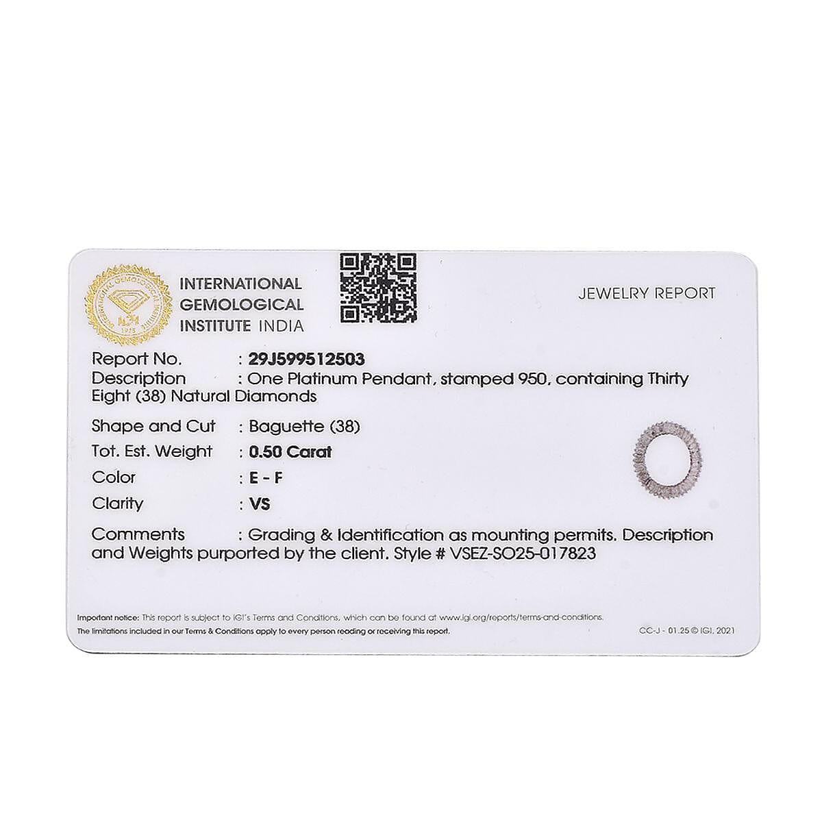 RHAPSODY 950 Platinum IGI Certified (VS-E-F) White Diamond Circle Pendant