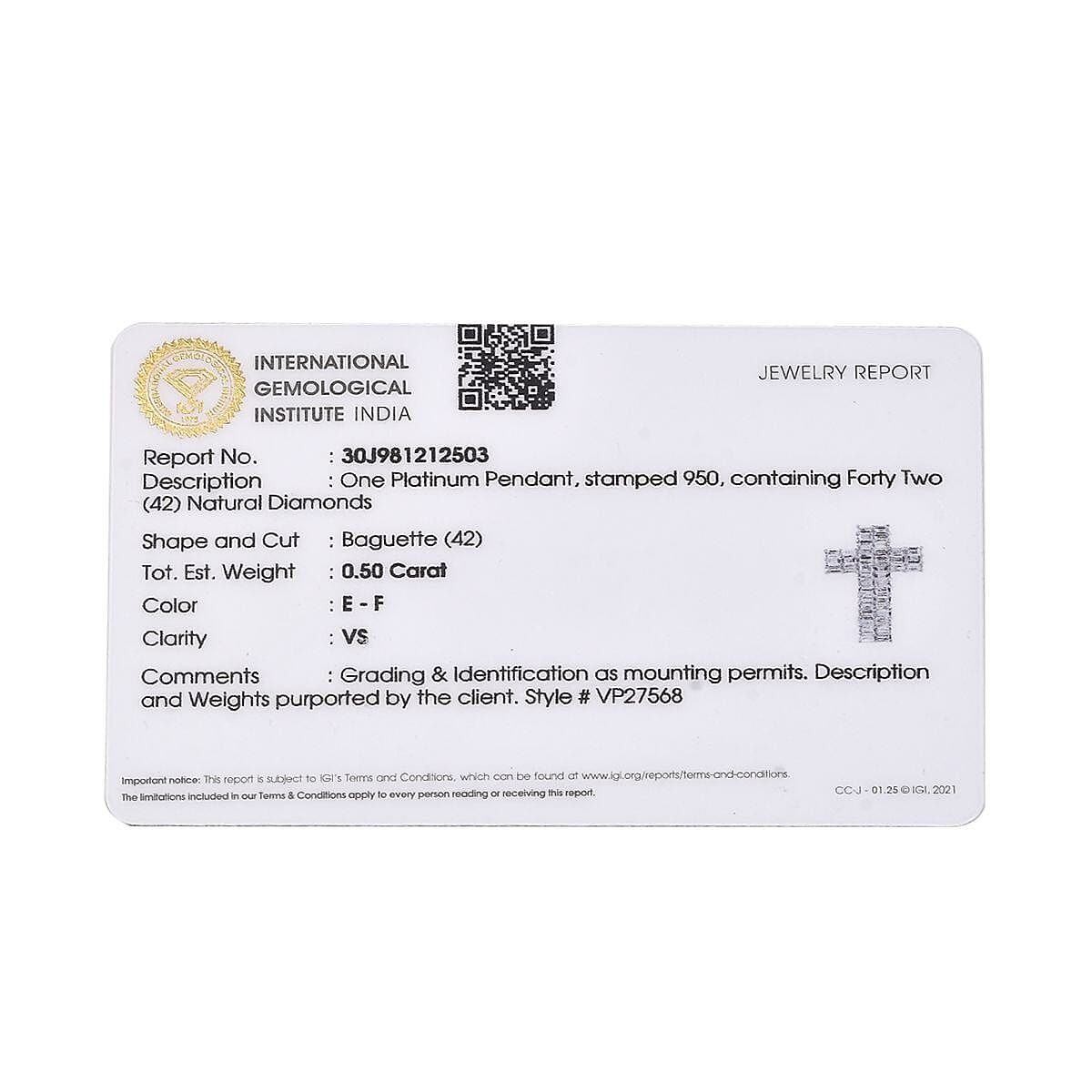 RHAPSODY 950 Platinum IGI Certified (VS-E-F) White Diamond Cross Pendant RHAPSODY 950 Platinum IGI Certified (VS-E-F) White Diamond Cross Pendant
