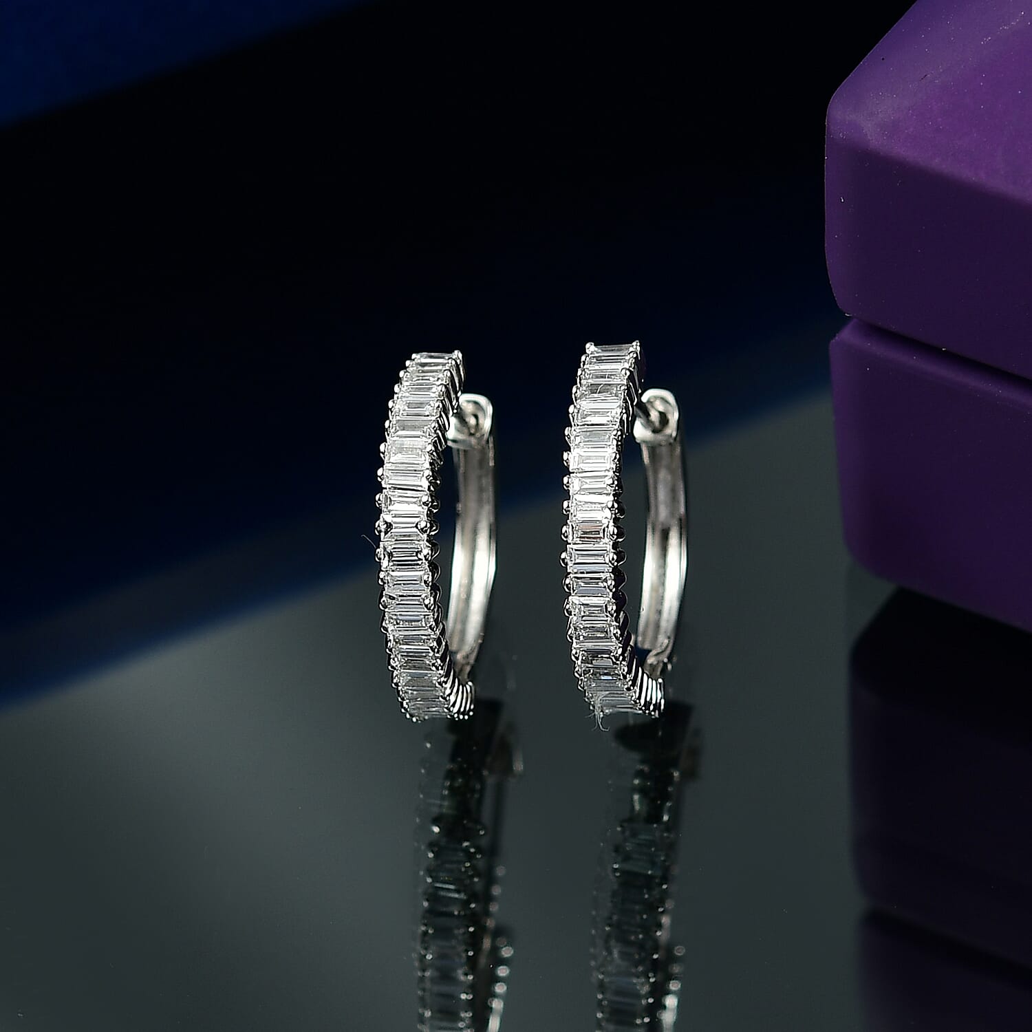 Mega Black Friday Deal- Rhapsody 950 Platinum IGI Certified White Diamond (VS-EF) Full Hoop Earring 0.50 Ct.