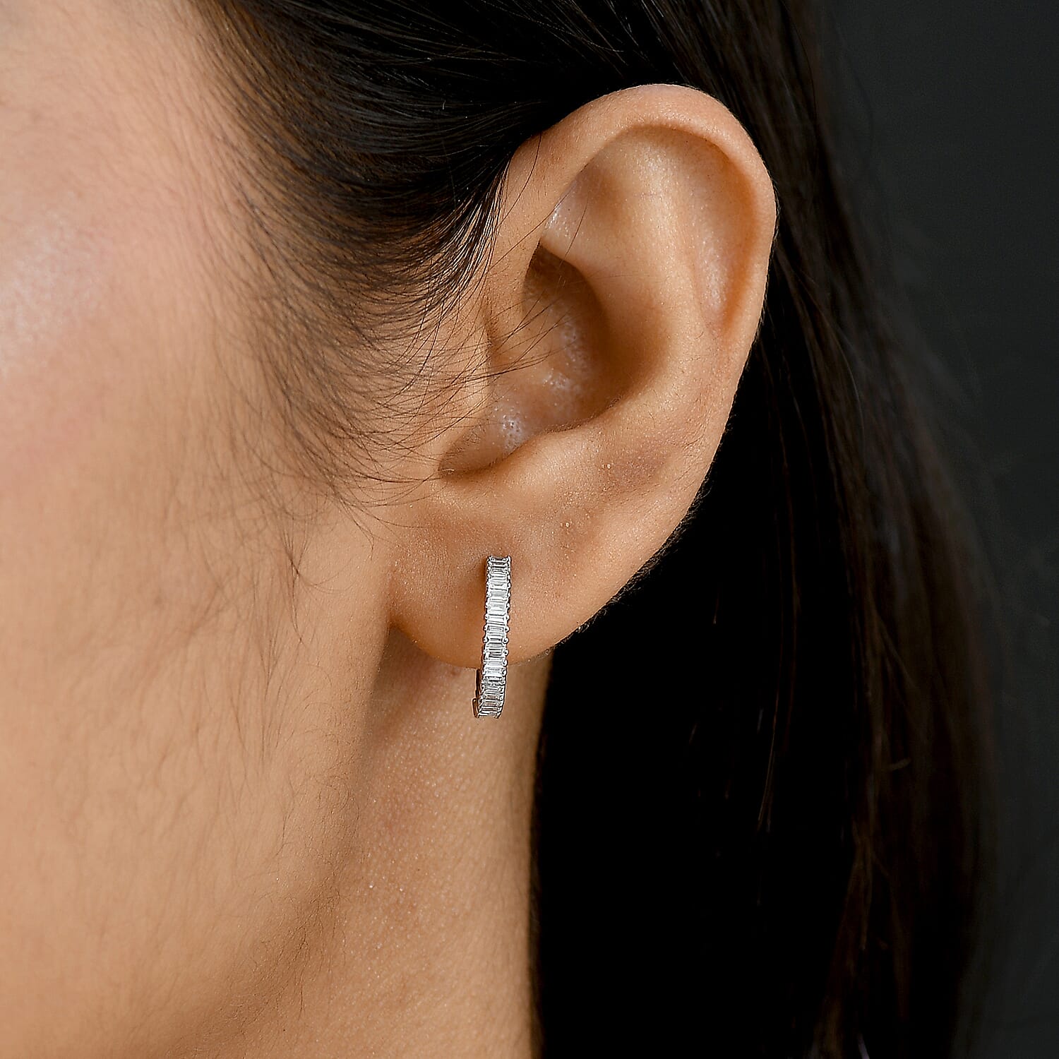 Mega Black Friday Deal- Rhapsody 950 Platinum IGI Certified White Diamond (VS-EF) Full Hoop Earring 0.50 Ct.