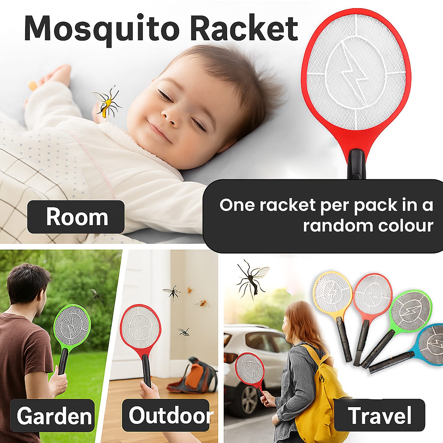 Summer Time Mega Deal - Mosquito Racket with USB - Blue, Orange, & Green