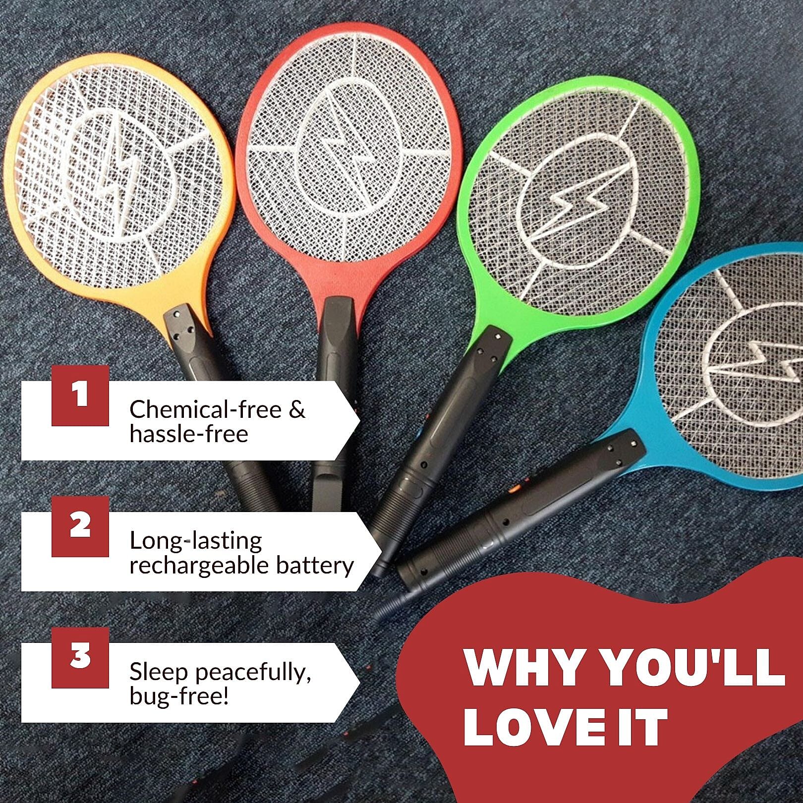 Summer Time Mega Deal - Mosquito Racket with USB - Blue, Orange, & Green