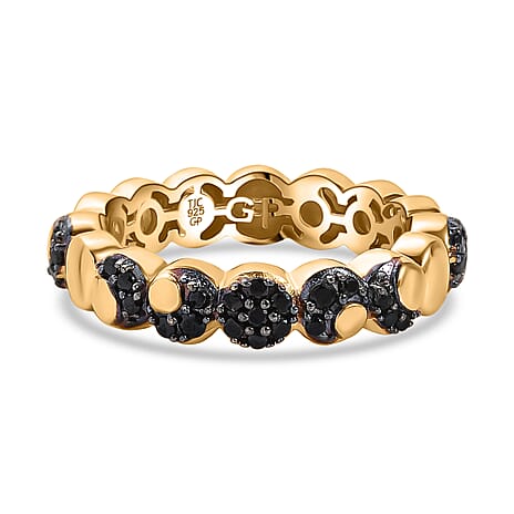 GP Celestial Dream Collection - Black Spinel & Blue Sapphire Band Ring in 18K Vermeil Yellow Gold Plated Sterling Silver