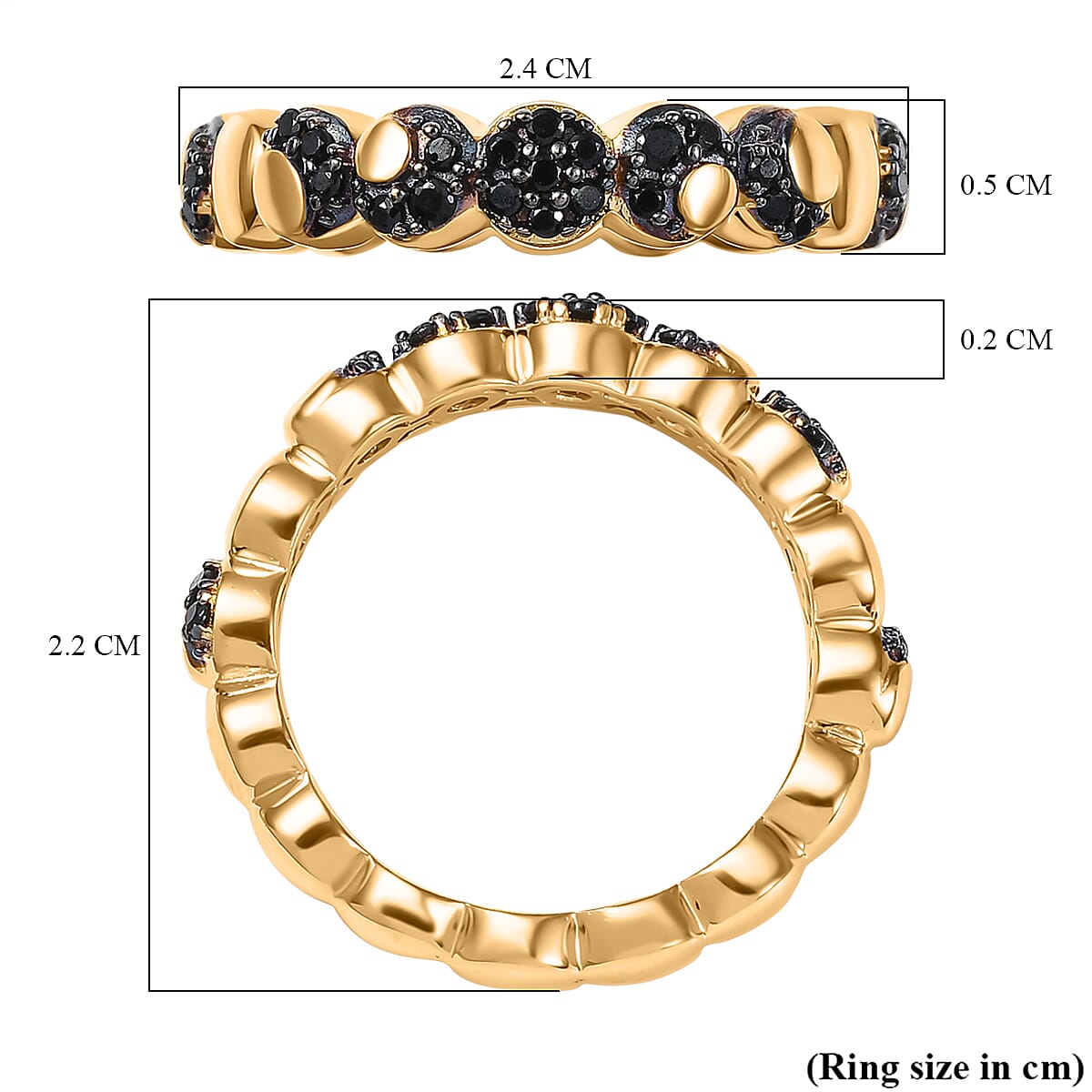 GP Celestial Dream Collection - Black Spinel & Blue Sapphire Band Ring in 18K Vermeil Yellow Gold Plated Sterling Silver GP Celestial Dream Collection - Black Spinel & Blue Sapphire Band Ring in 18K Vermeil Yellow Gold Plated Sterling Silver