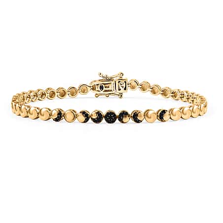 GP Celestial Dream Collection - Black Spinel Bracelet (Size - 7.5) with Box Clasp in 18K Vermeil Yellow Gold Over Sterling Silver