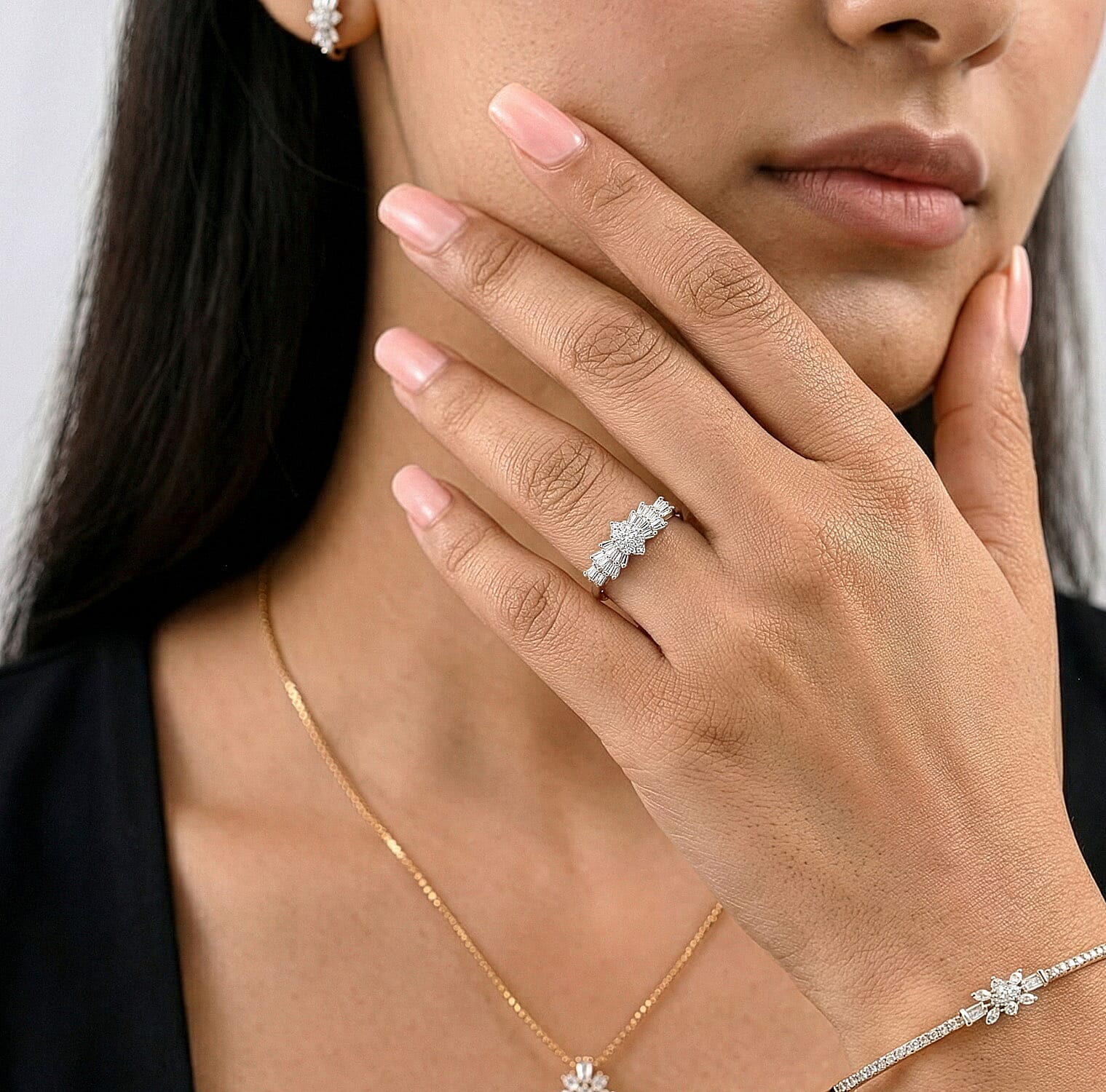 Luxuriant Lab Grown Diamond Ballerina Ring (SI-GH) in Sterling Silver