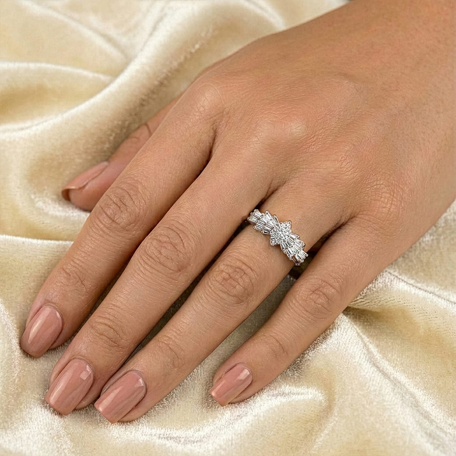 Luxuriant Lab Grown Diamond Ballerina Ring (SI-GH) in Sterling Silver