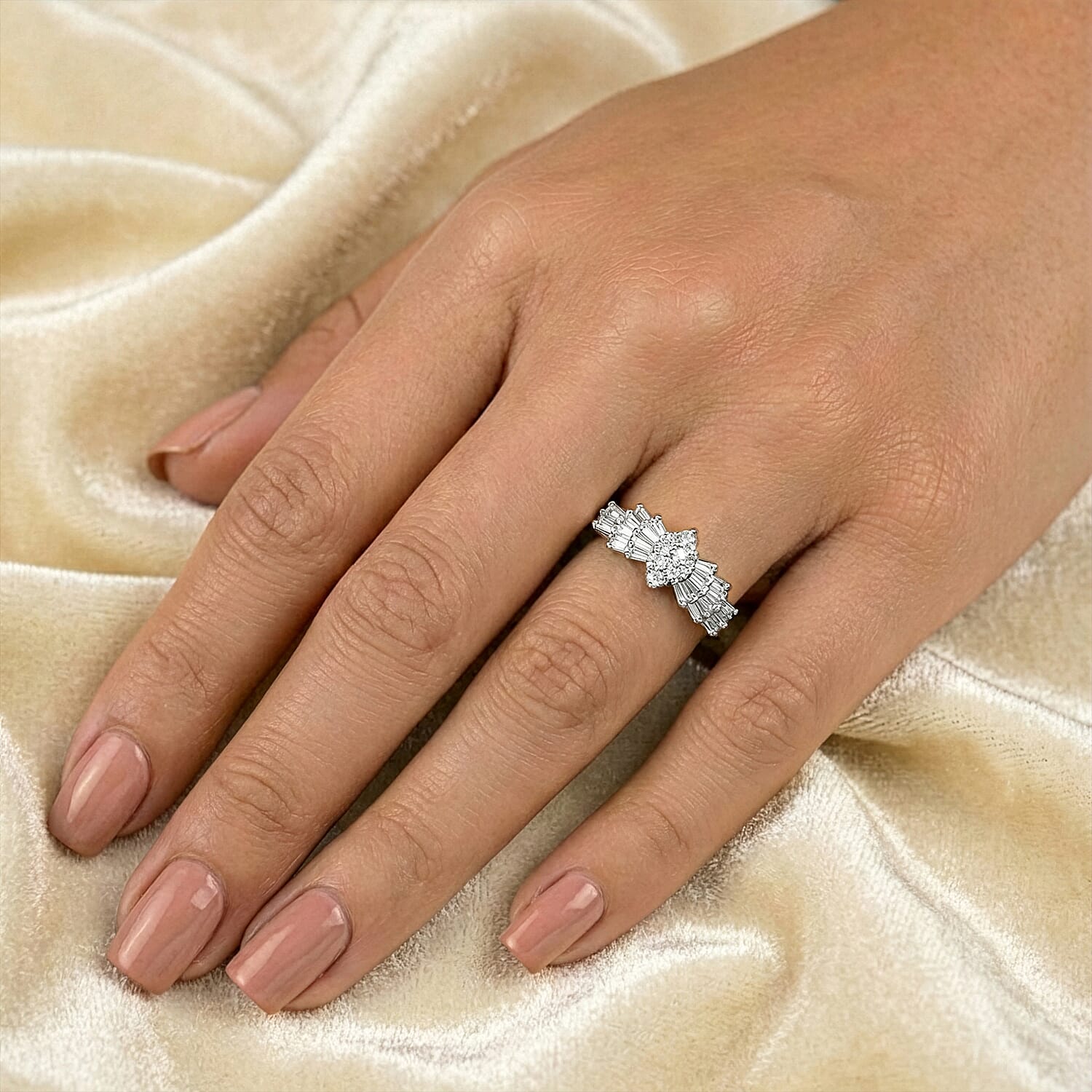 Luxuriant Lab Grown Diamond Ballerina Ring (SI-GH) in Sterling Silver