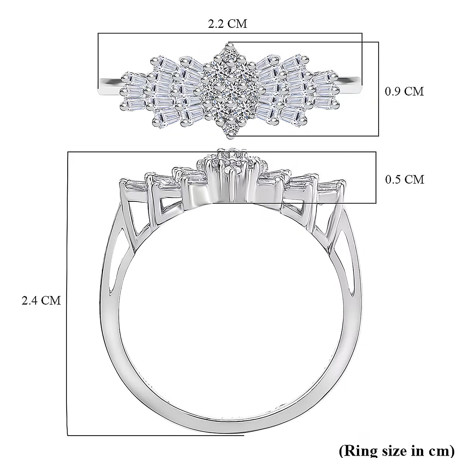 Luxuriant Lab Grown Diamond Ballerina Ring (SI-GH) in Sterling Silver