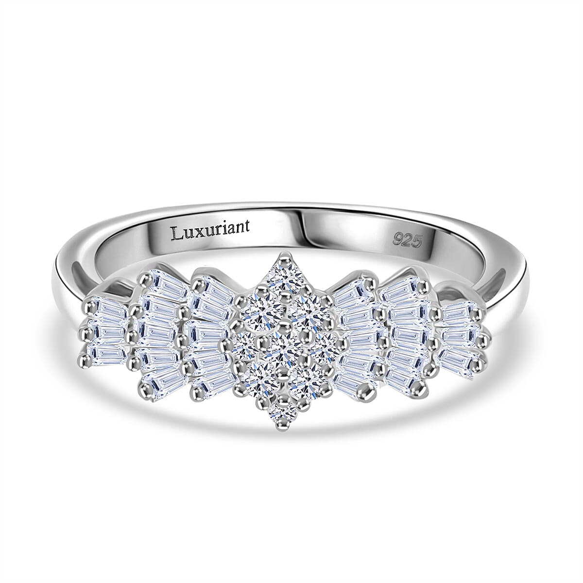 Luxuriant Diamond Lab Grown Diamond (VS-E-F) Boat Ring in Sterling Silver