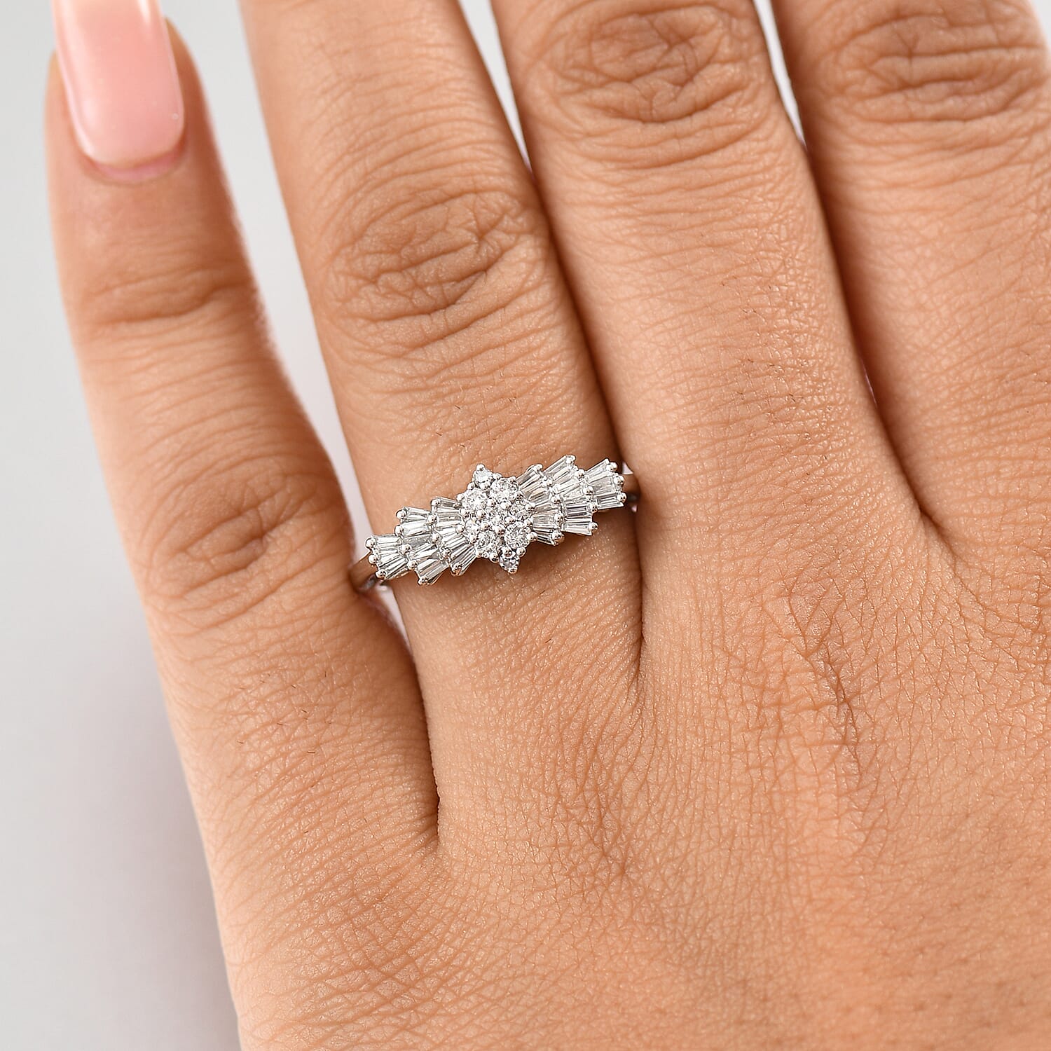 Luxuriant Diamond Lab Grown Diamond (VS-E-F) Boat Ring in Sterling Silver