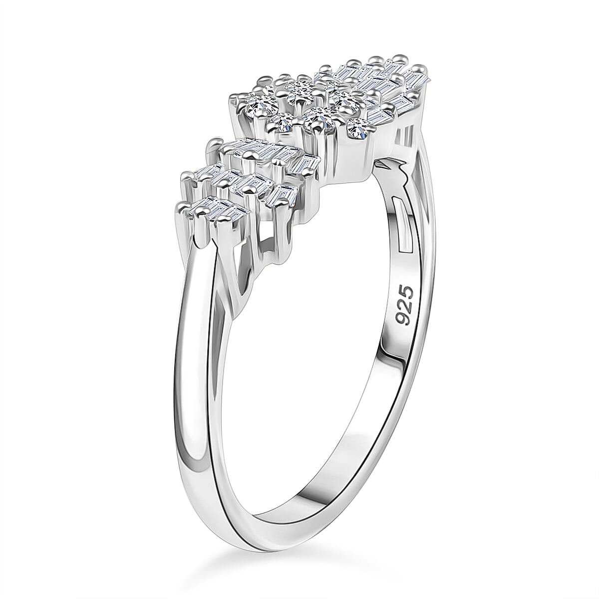 Luxuriant Diamond Lab Grown Diamond (VS-E-F) Boat Ring in Sterling Silver