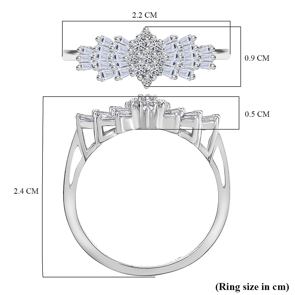 Luxuriant Diamond Lab Grown Diamond (VS-E-F) Boat Ring in Sterling Silver