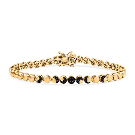 GP Celestial Dream Collection - Black Spinel Bracelet (Size - 8) with Box Clasp in 18K Vermeil Yellow Gold Over Sterling Silver