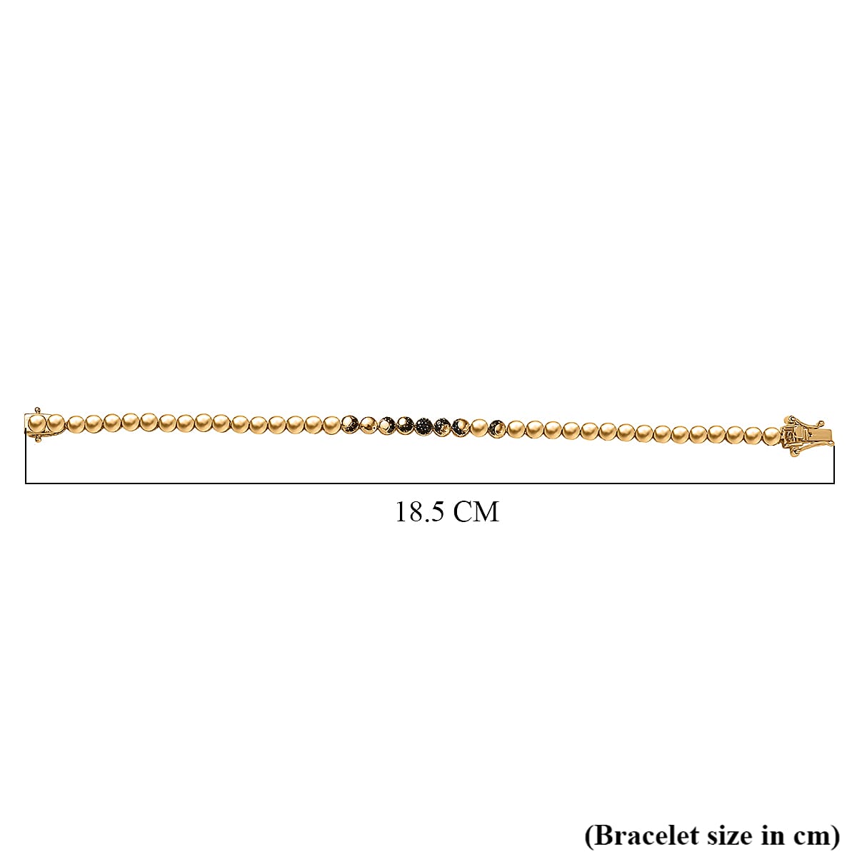 GP Celestial Dream Collection - Black Spinel & Blue Sapphire Bracelet (Size - 7.5) in 18K Vermeil Yellow Gold Plated Sterling Silver, Silver Wt. 9.77 Gms