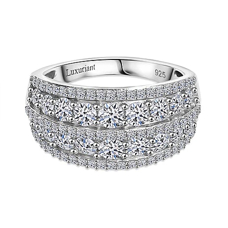 Luxuriant Diamond Lab Grown Diamond (SI-G-H) Ring in Rhodium Overlay Sterling Silver 1.51 Ct.