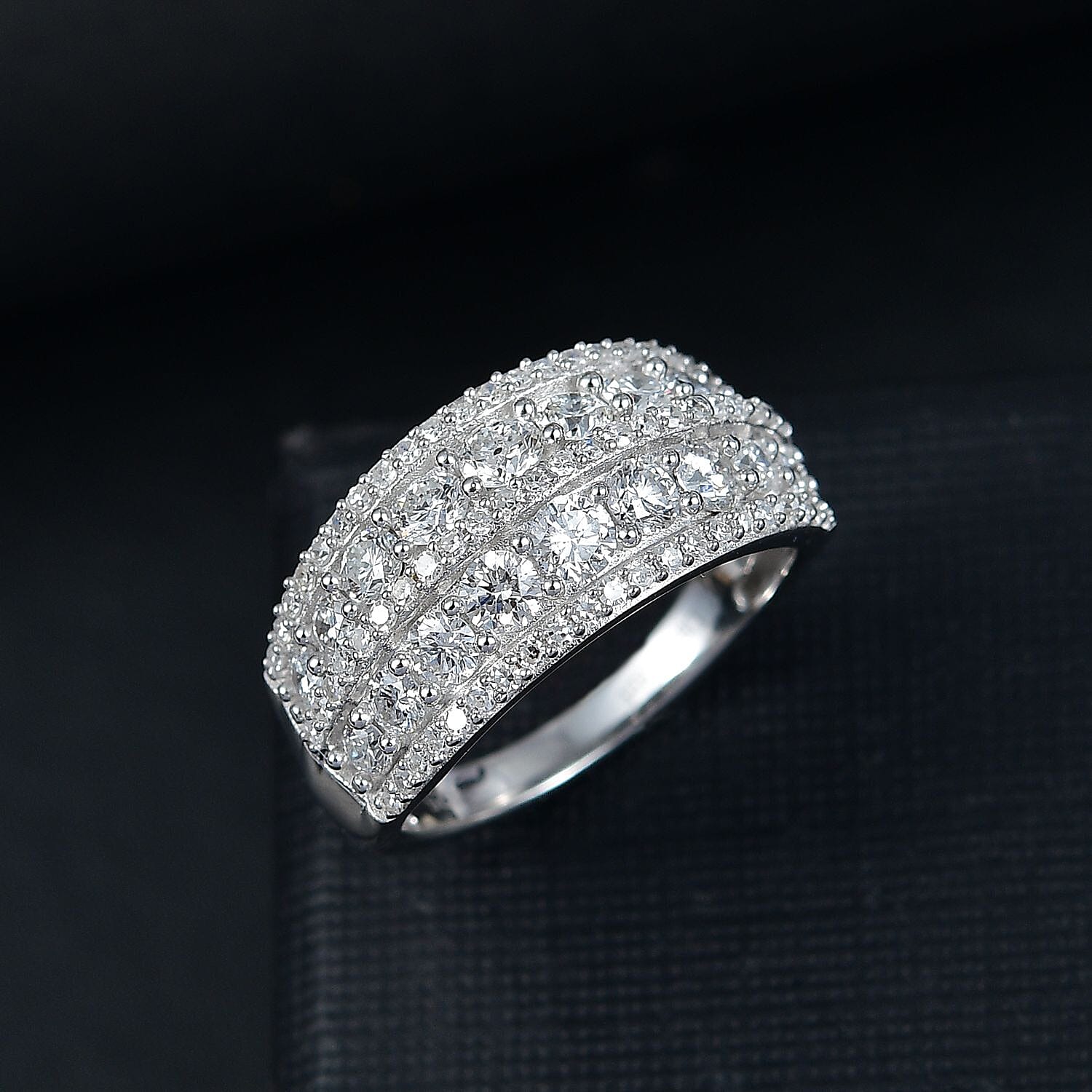 Luxuriant Diamond Lab Grown Diamond (SI-G-H) Ring in Rhodium Overlay Sterling Silver 1.51 Ct.
